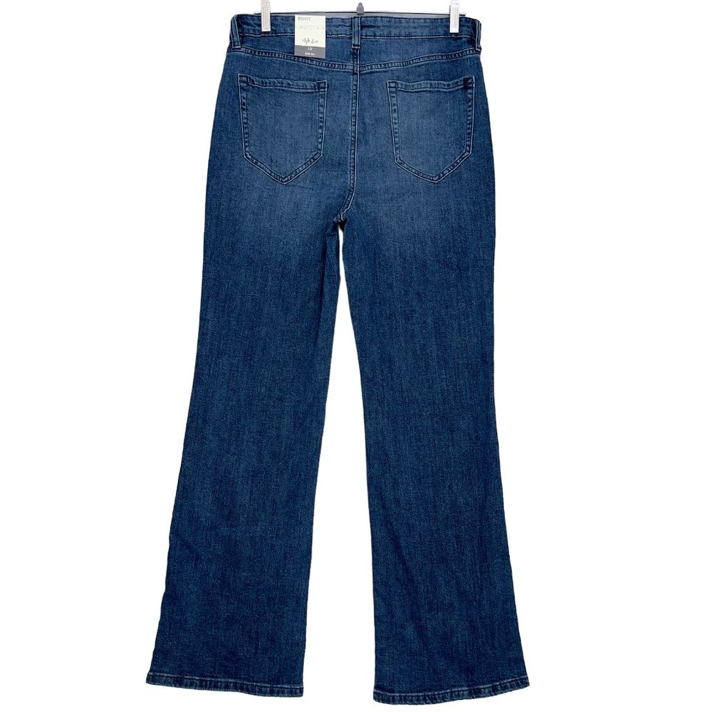 STYLE & CO Mid Rise Boot Leg Jeans Size 12 33W NWT Lonesome Blue 0149 .